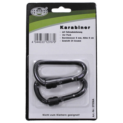 Karabiner, Schraubverschluss, D 8mm x 8cm, 2er Pack