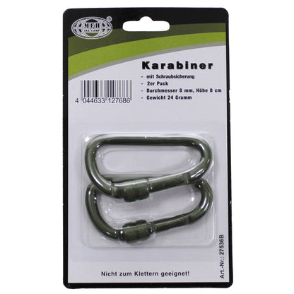 Karabiner, Schraubverschluss, D 8mm x 8cm, 2er Pack